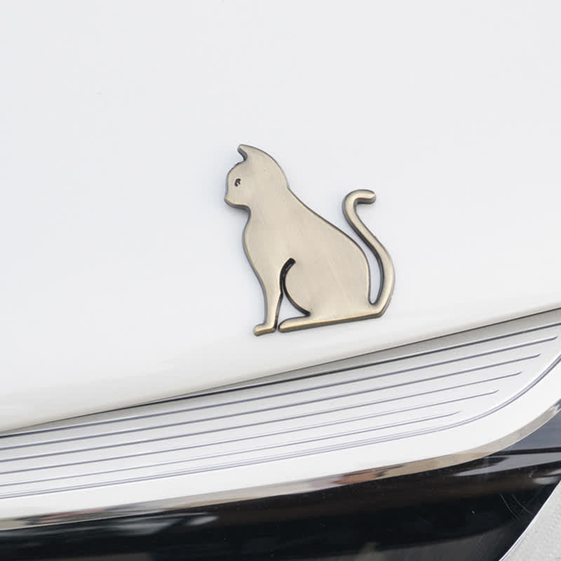 Insignia de coche con pegatina metálica decorativa de gato adorable - image 8