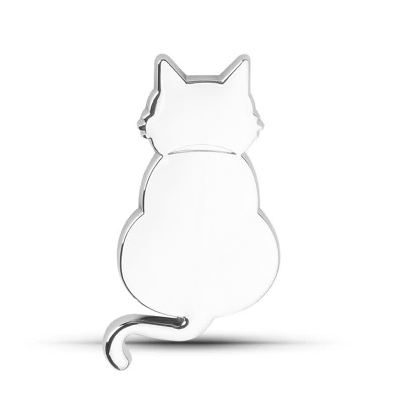 Insignia de coche con pegatina metálica decorativa de gato adorable - Plata - Gato de vista trasera - image 13