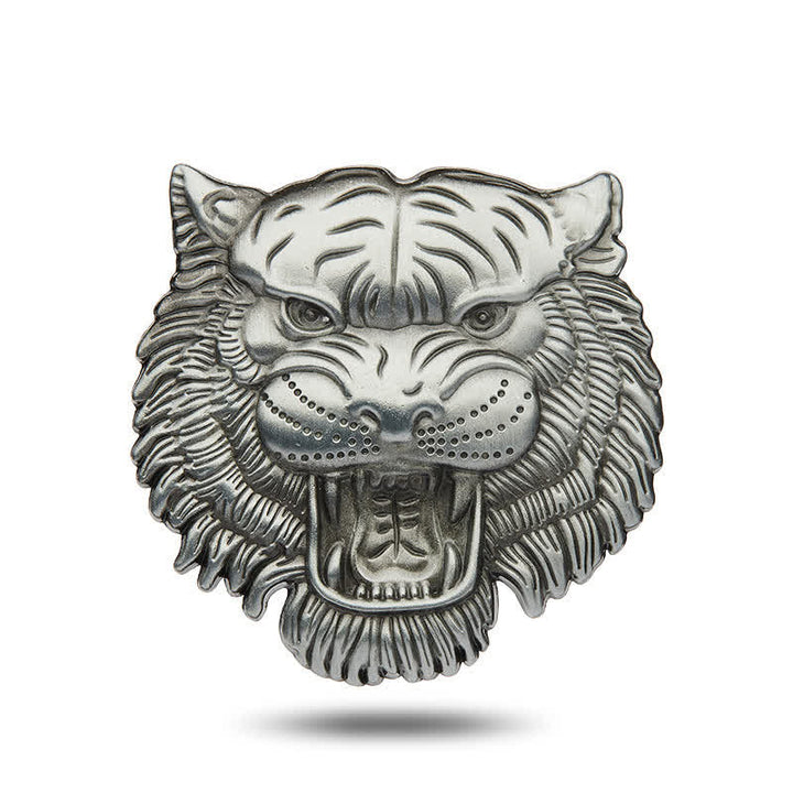 Insignia metálica para coche con cabeza de tigre dominante - Plata mate - image 8