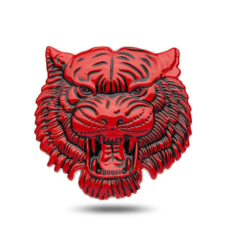 Insignia metálica para coche con cabeza de tigre dominante - Rojo - image 1