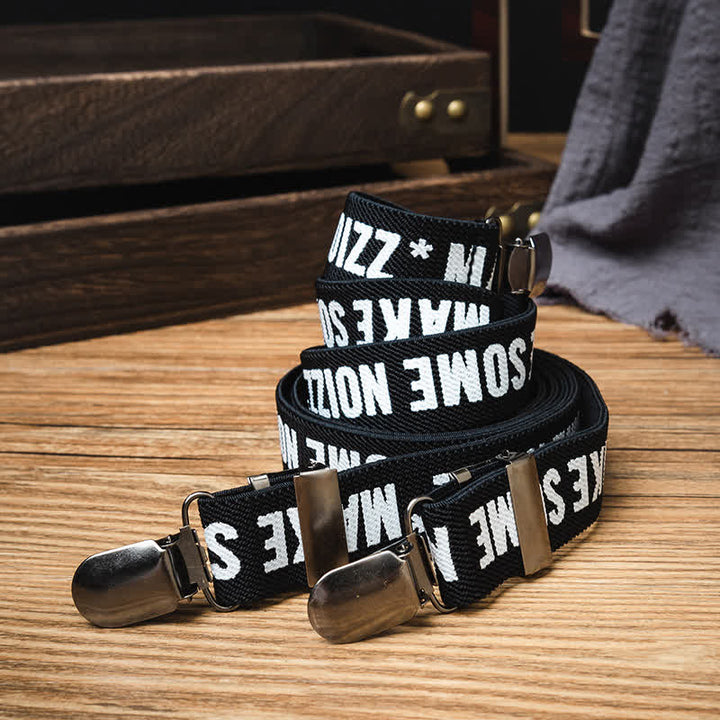 Tirantes elásticos en forma de Y con estampado de letras en blanco y negro - image 2