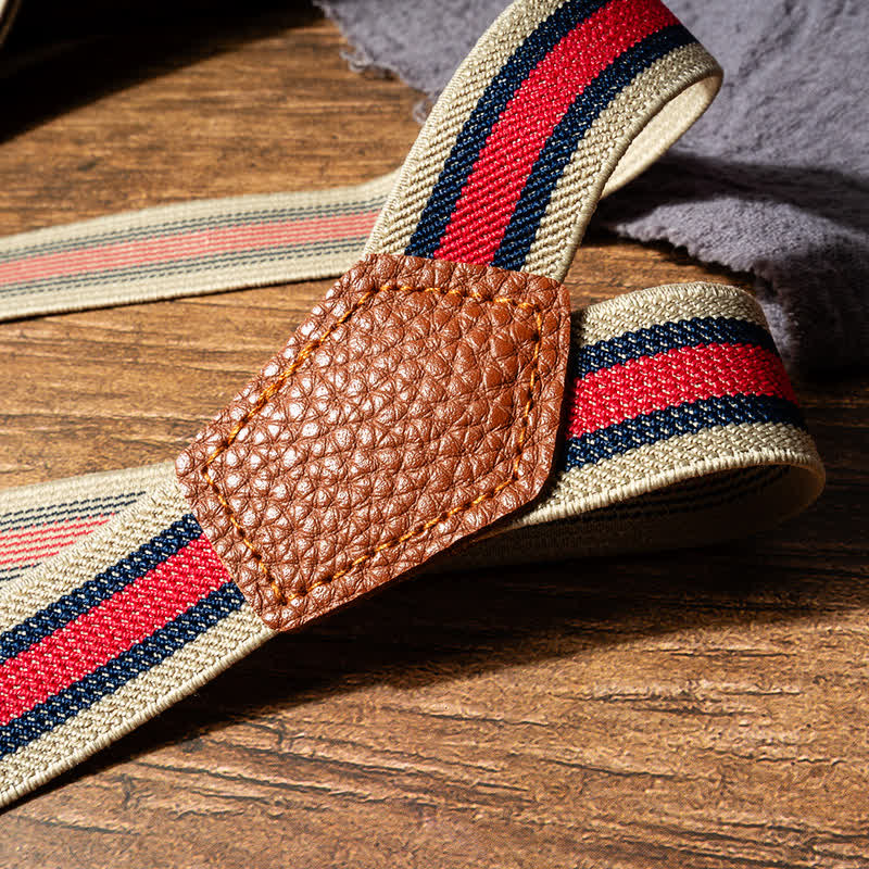 Tirantes elásticos en forma de Y a rayas rojas y beige - image 3