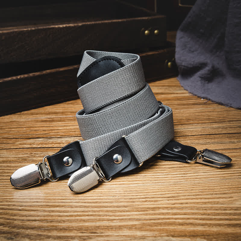 Tirantes elásticos en forma de Y para caballero, color gris sólido - image 2