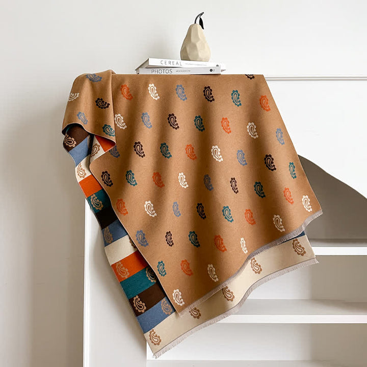 Bufanda cálida de invierno con estampado paisley colorido y rayas llamativas - image 1