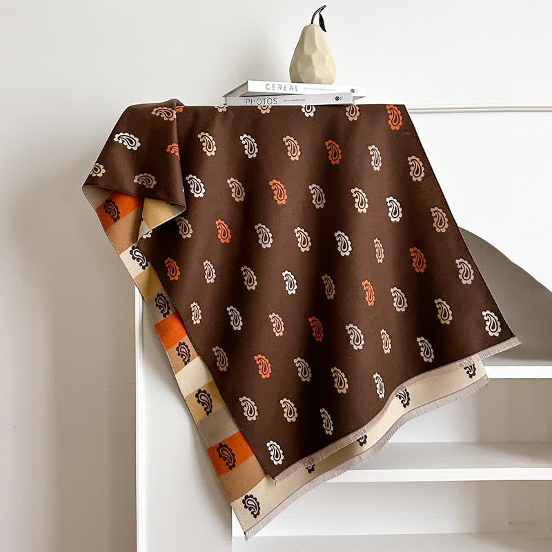 Bufanda cálida de invierno con estampado paisley colorido y rayas llamativas - image 6