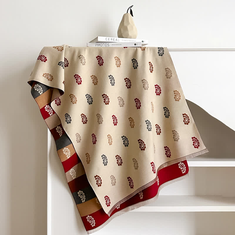 Bufanda cálida de invierno con estampado paisley colorido y rayas llamativas - image 4