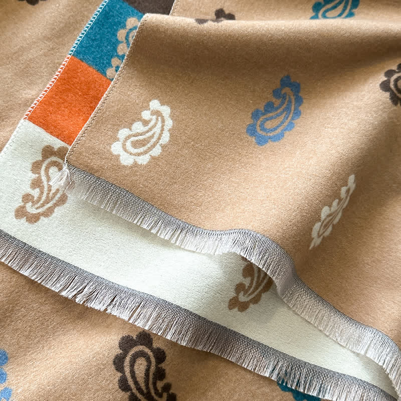 Bufanda cálida de invierno con estampado paisley colorido y rayas llamativas - image 2