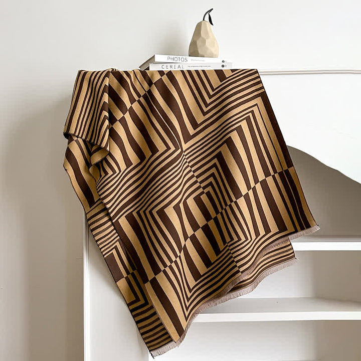 Bufanda con deslumbrante patrón geométrico de rayas de arte óptico - image 3