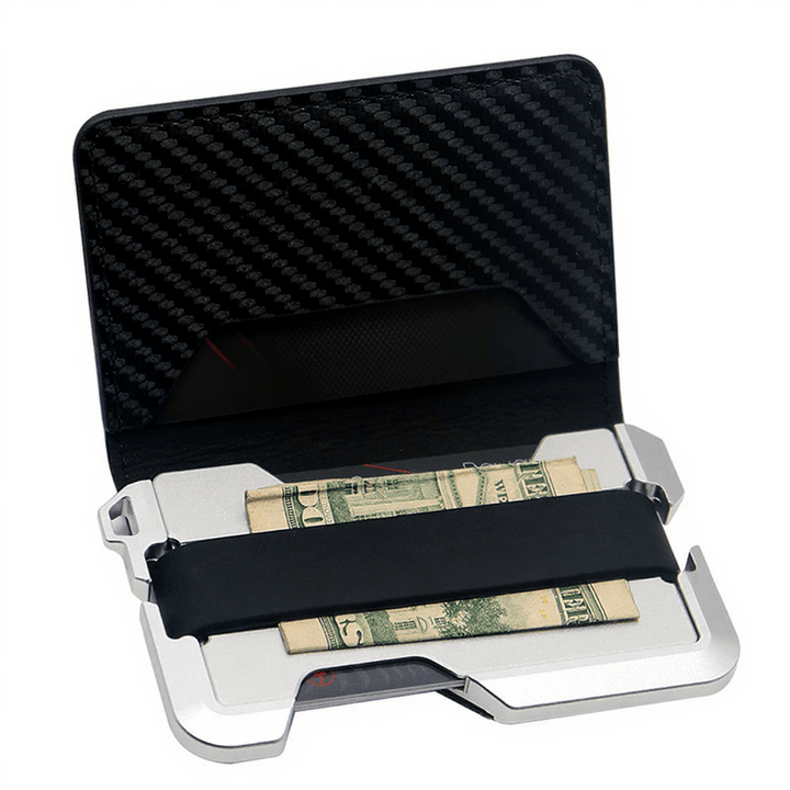 Cartera táctica plegable de fibra de carbono con función de protección RFID - Plata - image 6