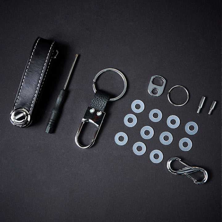 Organizador de llaves de cuero antirrobo portátil de gran capacidad - Negro - image 5