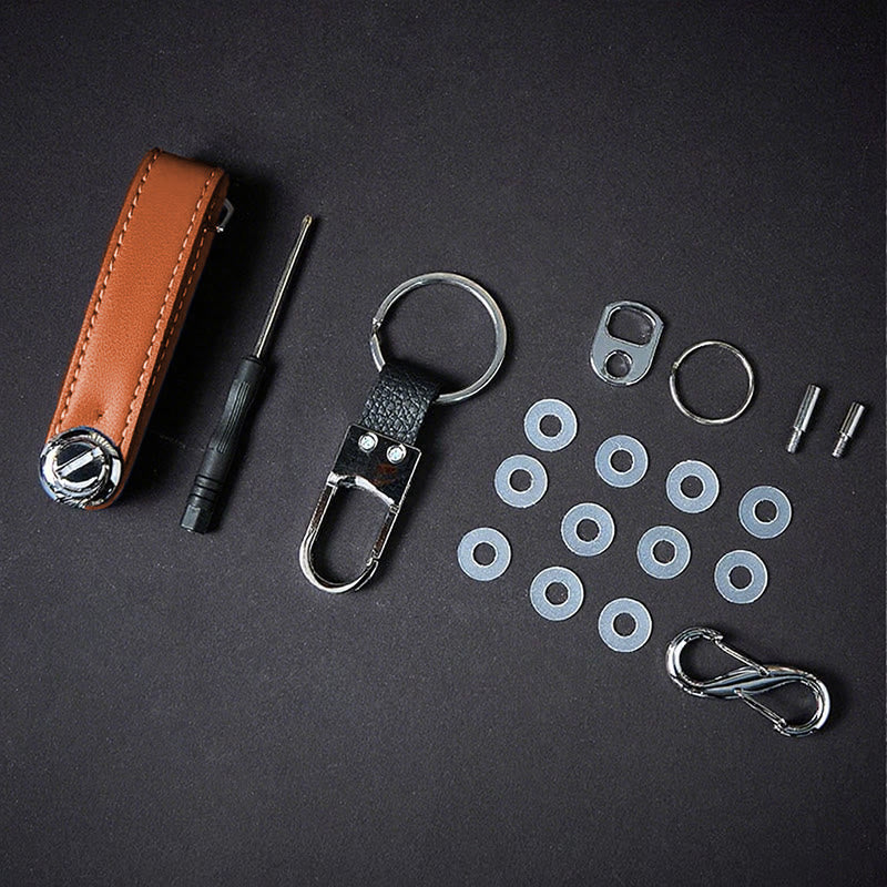 Organizador de llaves de cuero antirrobo portátil de gran capacidad - Naranja - image 9