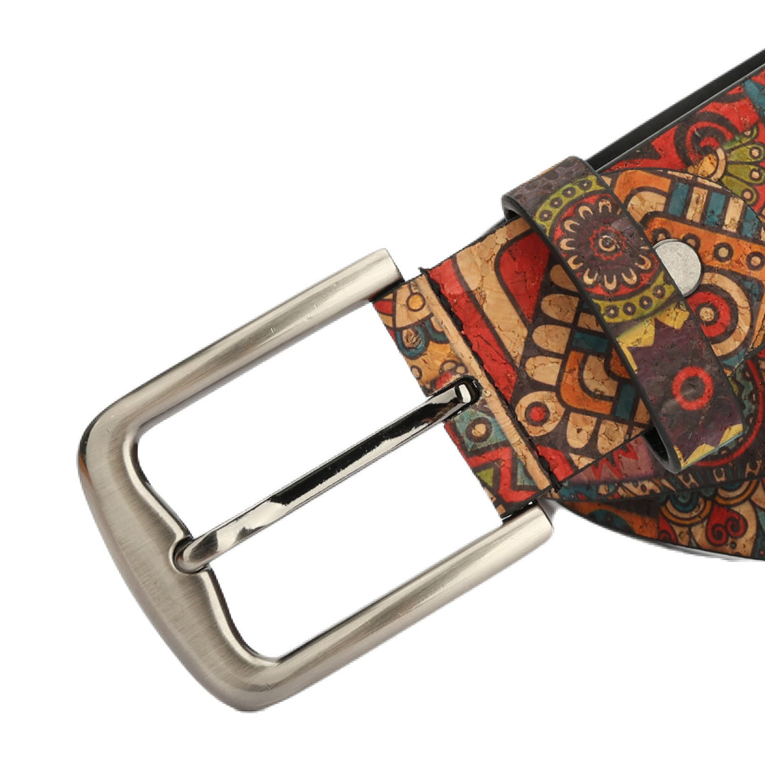 Cinturón de cuero para mujer con estampado redondo de plantas estilo bohemio - image 2