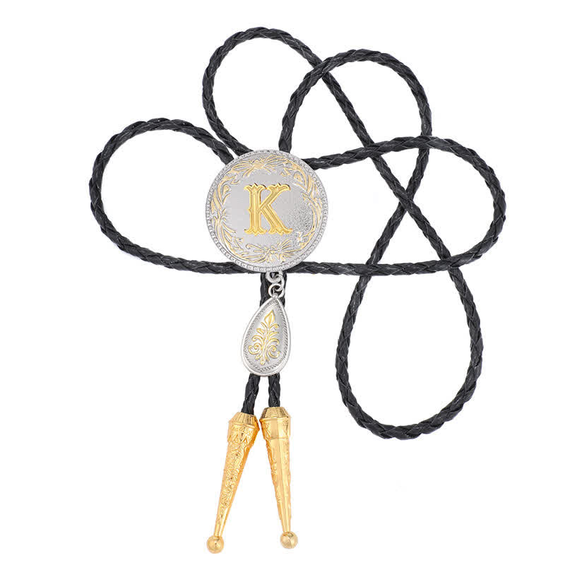 Corbata bolo con inicial de la A a la Z y colgante en forma de lágrima - image 23