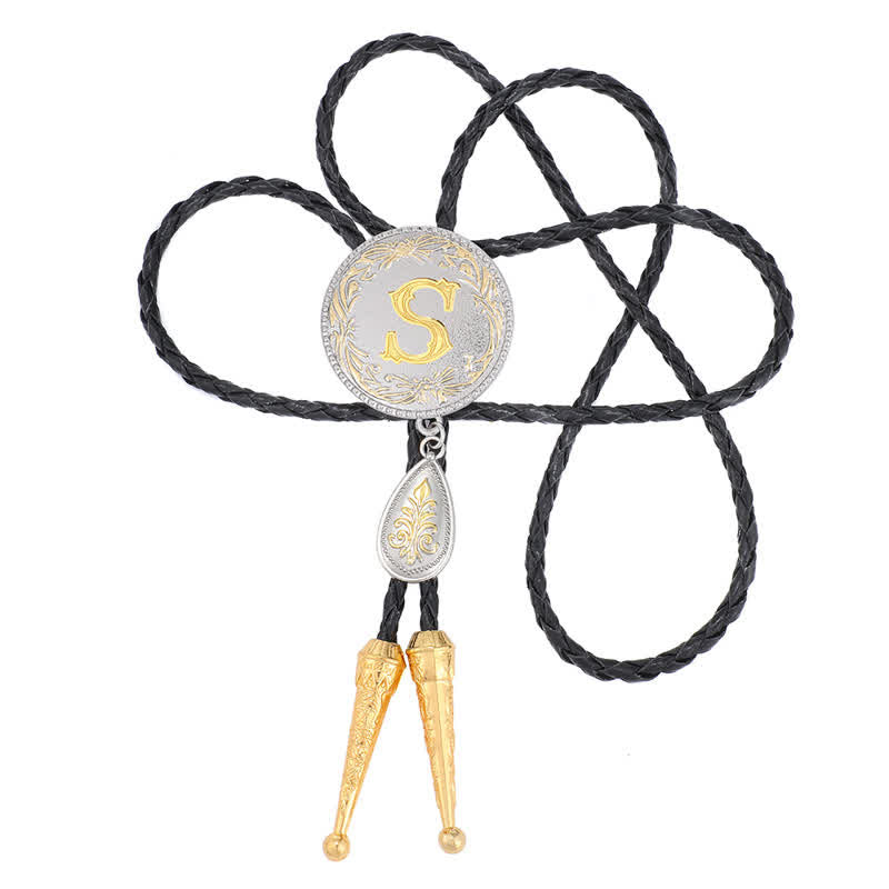 Corbata bolo con inicial de la A a la Z y colgante en forma de lágrima - image 1