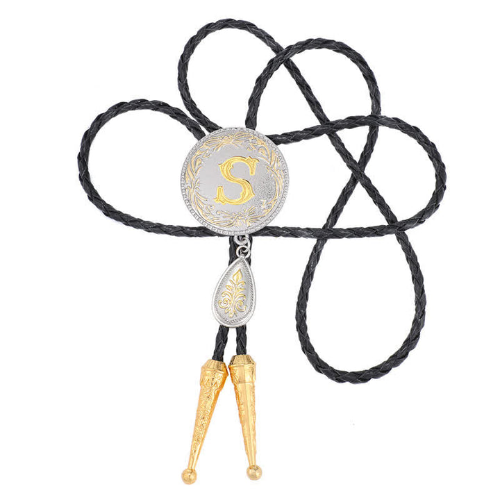 Corbata bolo con inicial de la A a la Z y colgante en forma de lágrima - image 1