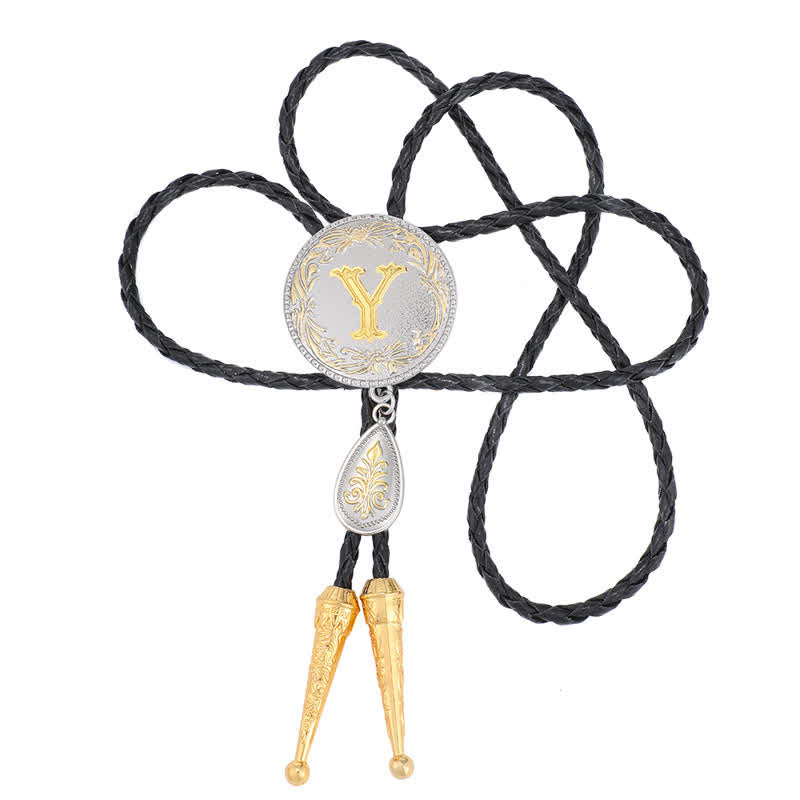 Corbata bolo con inicial de la A a la Z y colgante en forma de lágrima - image 49