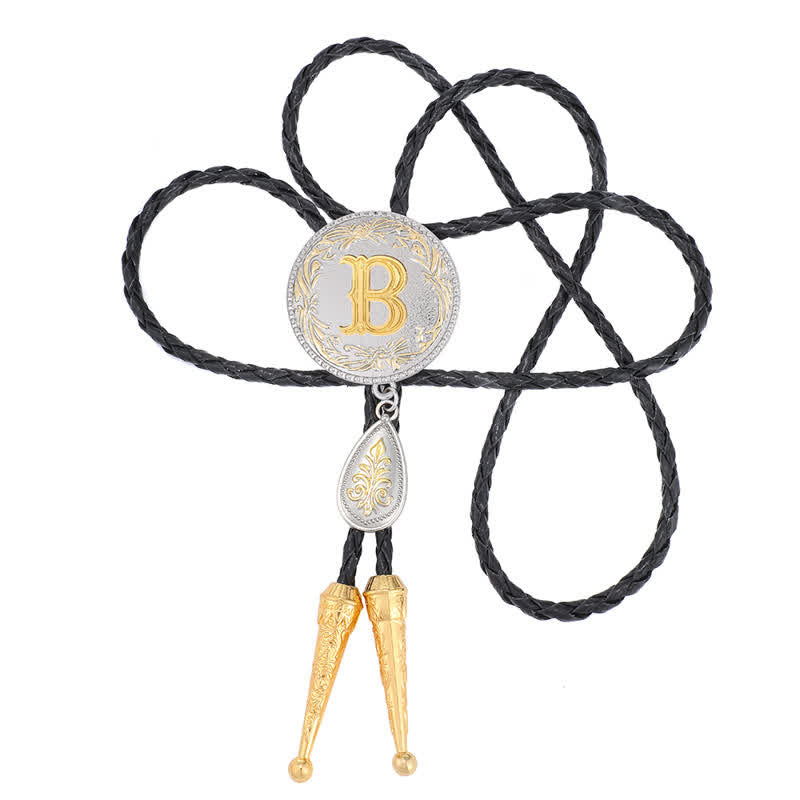 Corbata bolo con inicial de la A a la Z y colgante en forma de lágrima - image 5