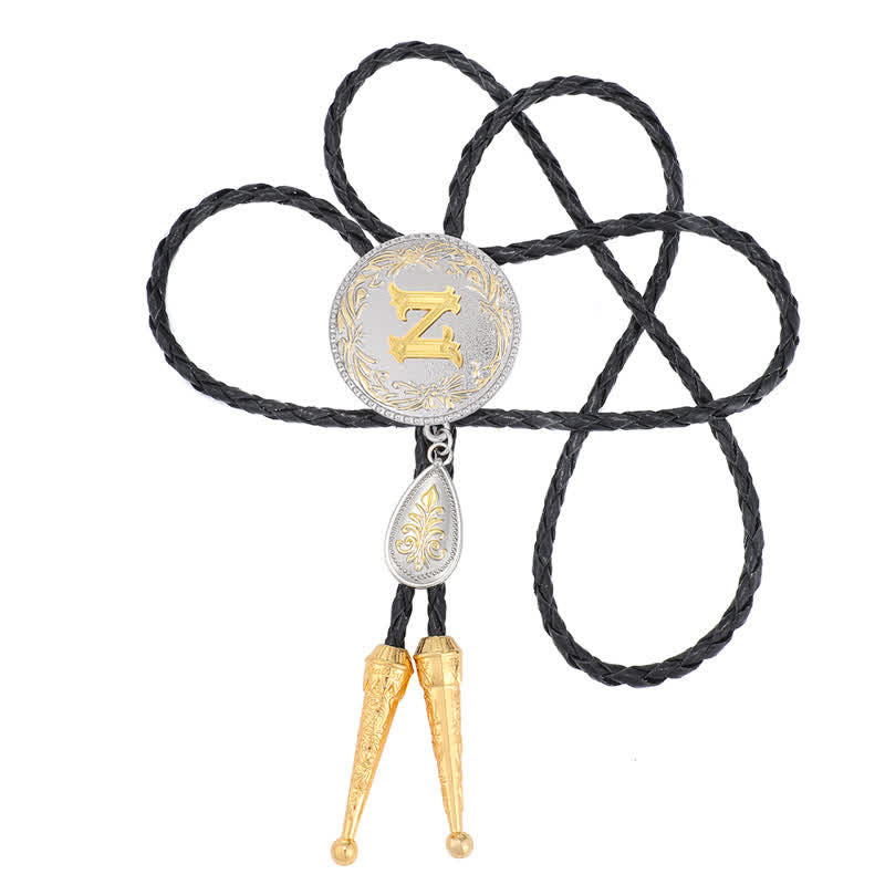 Corbata bolo con inicial de la A a la Z y colgante en forma de lágrima - image 51