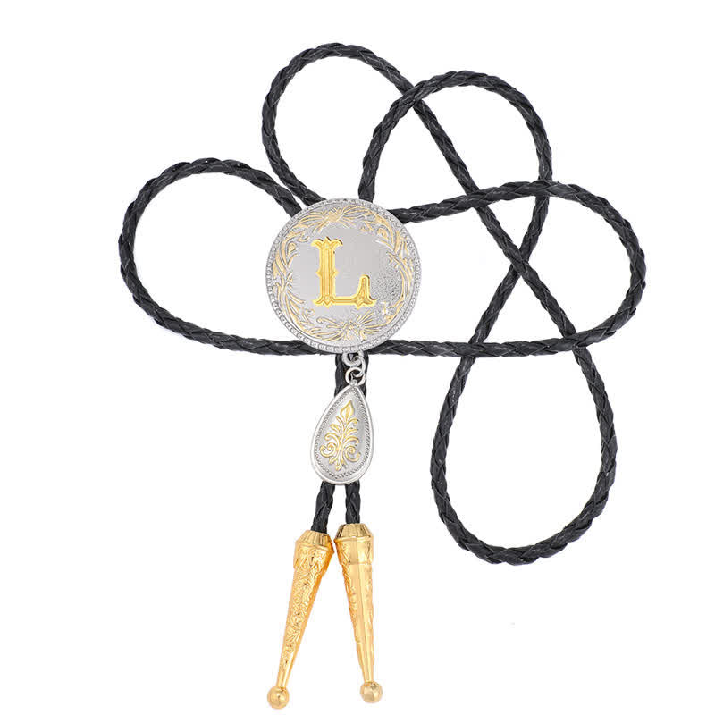 Corbata bolo con inicial de la A a la Z y colgante en forma de lágrima - image 25