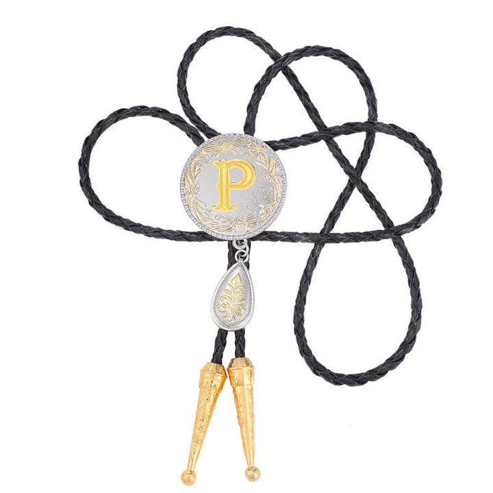 Corbata bolo con inicial de la A a la Z y colgante en forma de lágrima - image 33