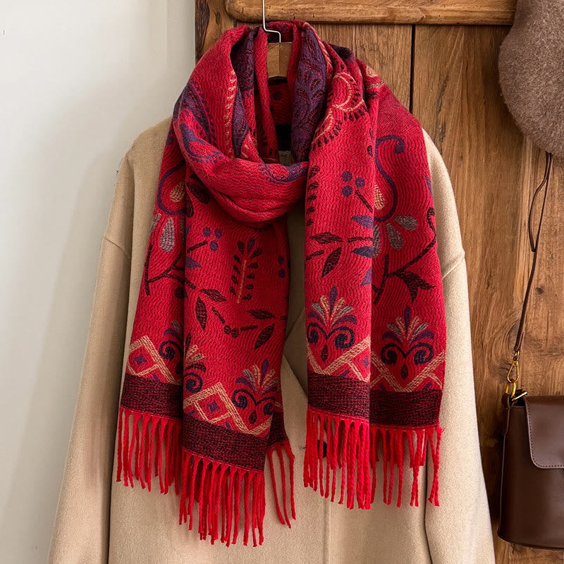 Chal de invierno cálido para mujer, estilo bohemio, con borlas estampadas. - image 7