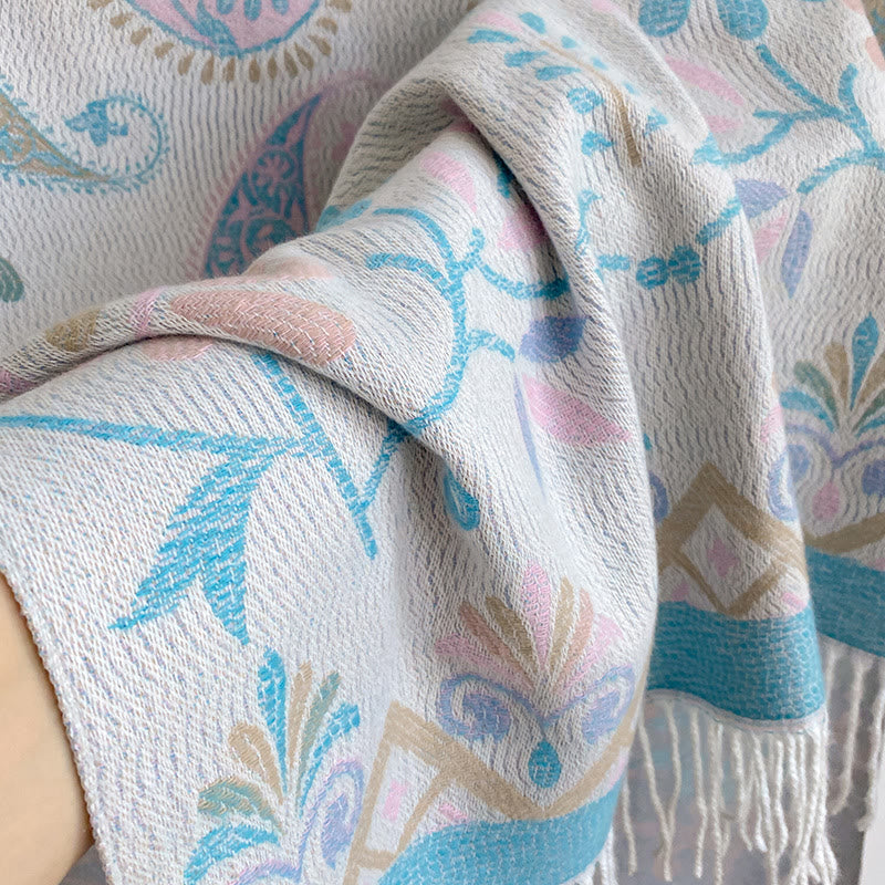 Chal de invierno cálido para mujer, estilo bohemio, con borlas estampadas. - image 12