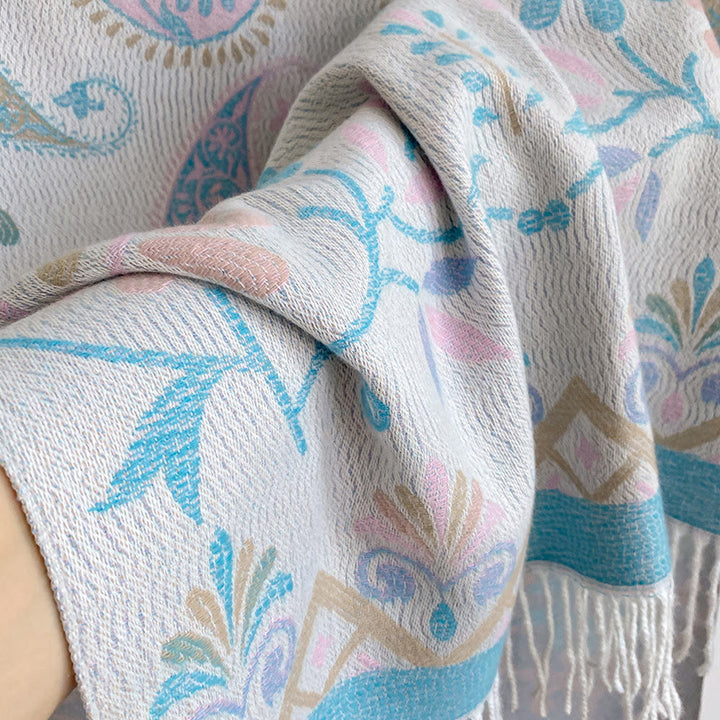 Chal de invierno cálido para mujer, estilo bohemio, con borlas estampadas. - image 12