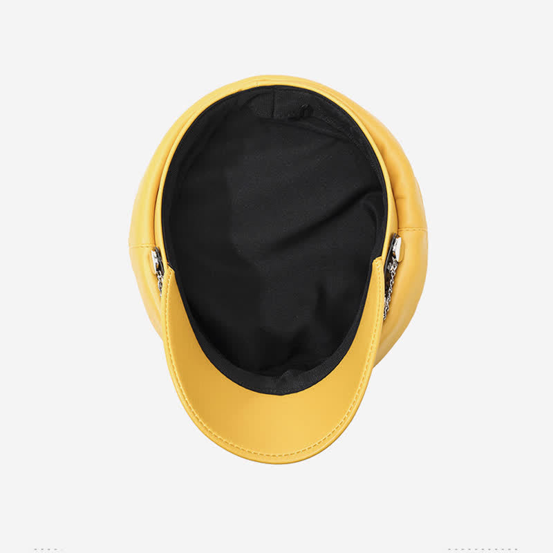 Boina de cuero con tachuelas de ancla de estilo militar con cadena - image 6