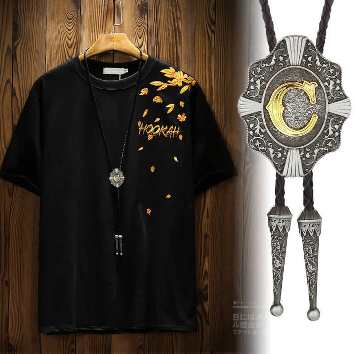 Corbata bolo con iniciales de la A a la Z y diseño de filigrana intrincado. - image 1