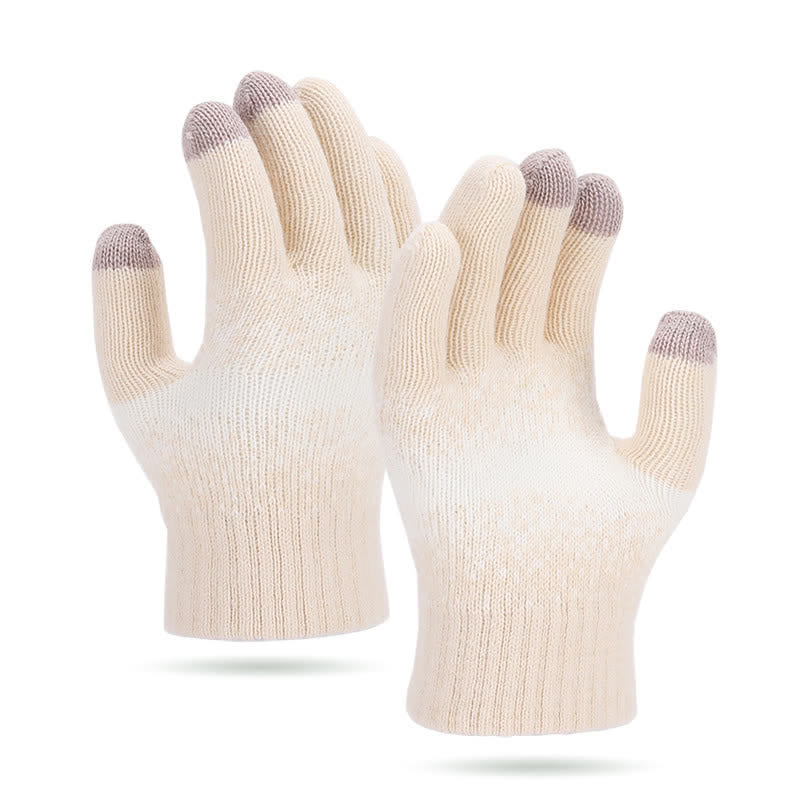 Guantes de punto con patrón moteado y degradado bicolor - Beige - image 9