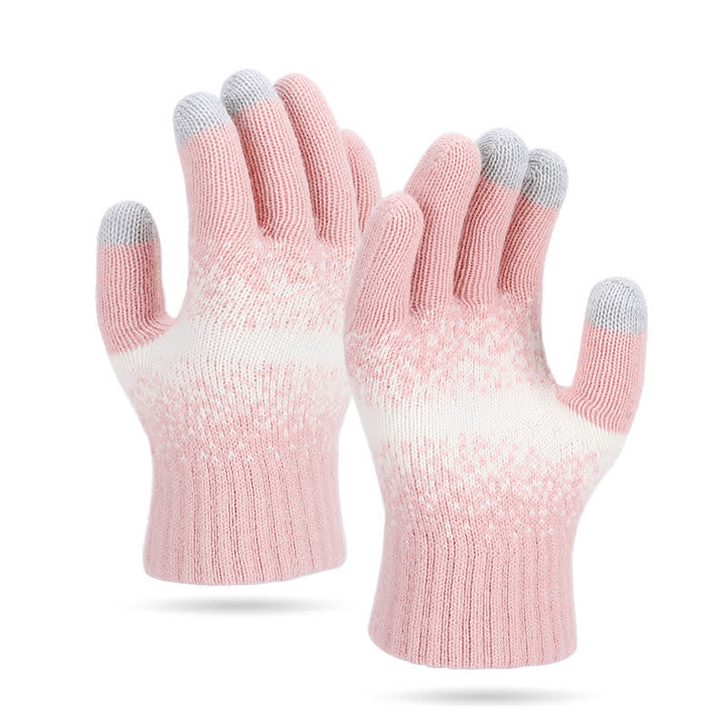 Guantes de punto con patrón moteado y degradado bicolor - Rosa - image 7