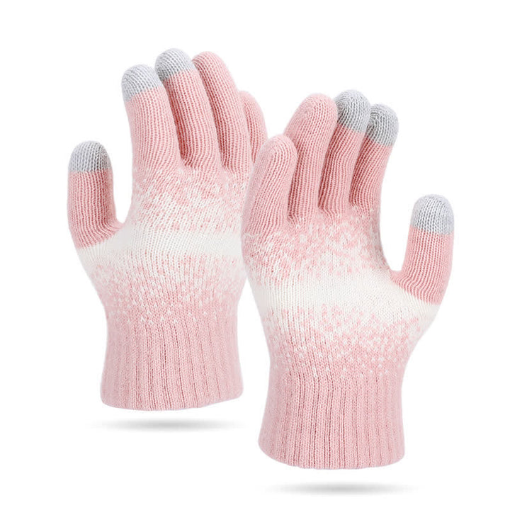 Guantes de punto con patrón moteado y degradado bicolor - Rosa - image 7