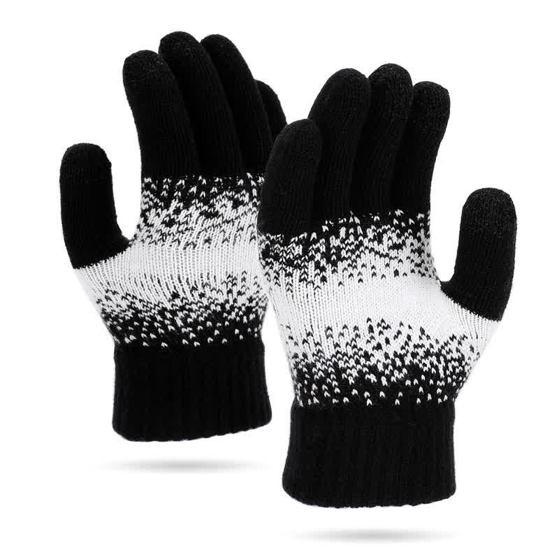 Guantes de punto con patrón moteado y degradado bicolor - Negro - image 5