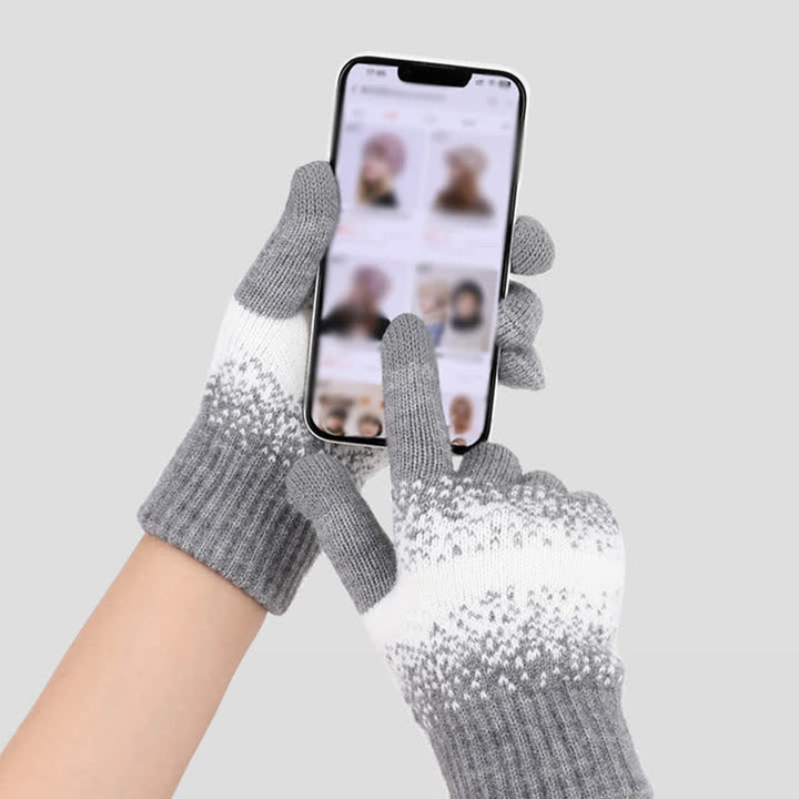 Guantes de punto con patrón moteado y degradado bicolor - image 2