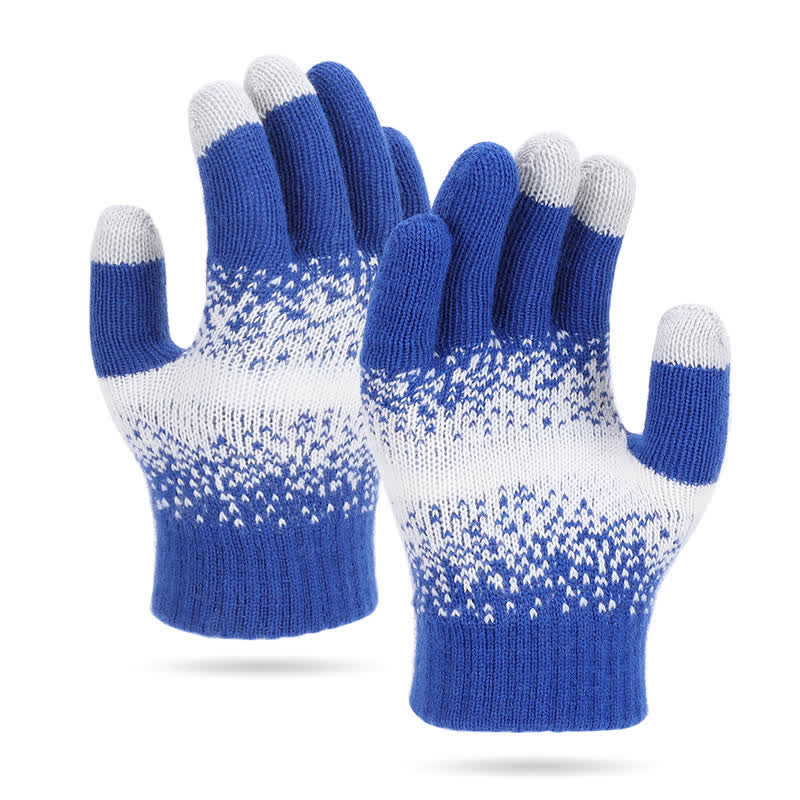 Guantes de punto con patrón moteado y degradado bicolor - Azul - image 4