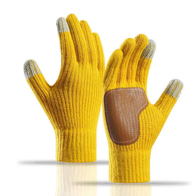 Guantes de punto con refuerzo de piel antideslizante y cálido en la palma. - Amarillo - image 14