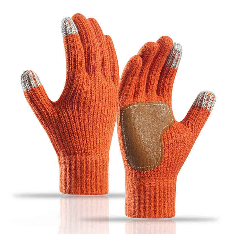 Guantes de punto con refuerzo de piel antideslizante y cálido en la palma. - Naranja - image 16