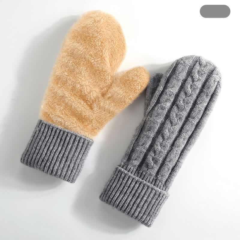 Guantes de punto para clima frío con forro polar y dedos completos - Gris - Estilo n.° 3 - image 10