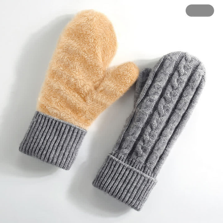 Guantes de punto para clima frío con forro polar y dedos completos - Gris - Estilo n.° 3 - image 10