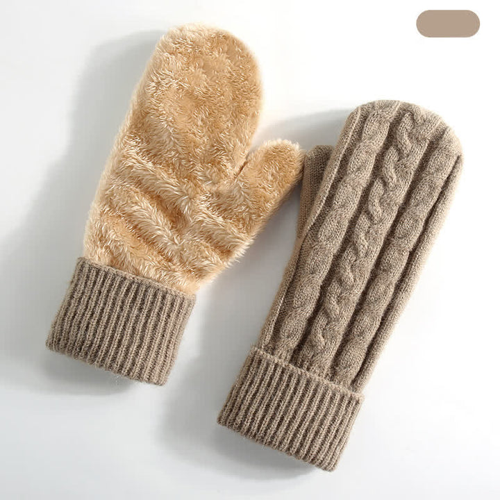 Guantes de punto para clima frío con forro polar y dedos completos - Caqui - Estilo n.° 3 - image 16