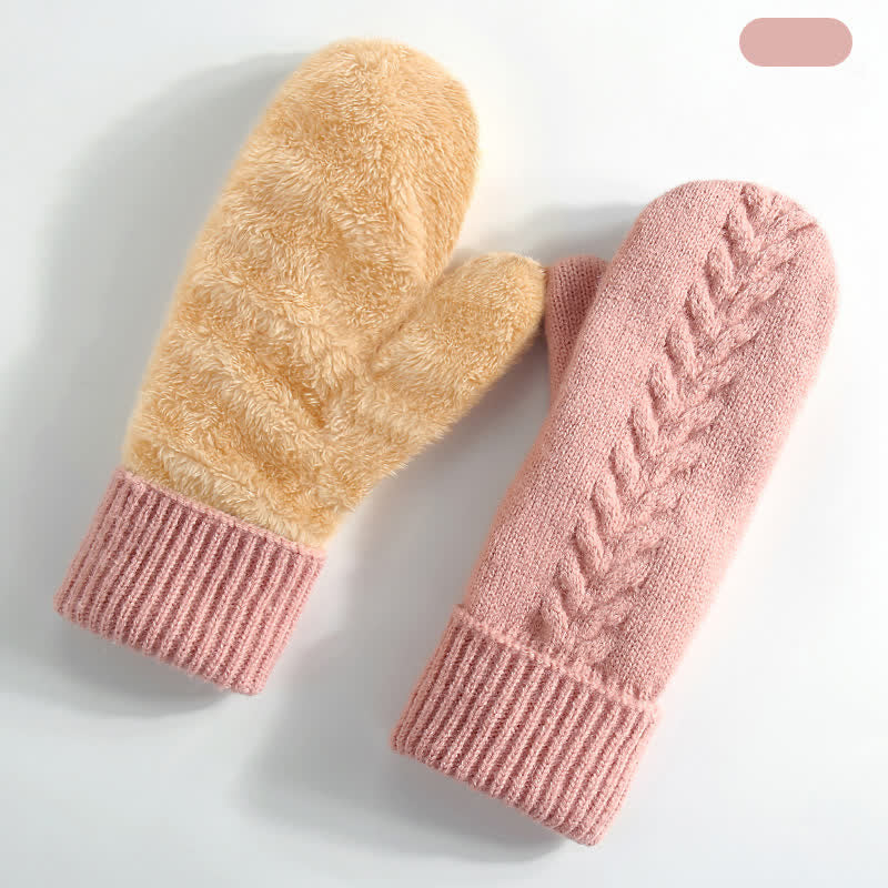 Guantes de punto para clima frío con forro polar y dedos completos - Rosa - Estilo n.° 2 - image 24