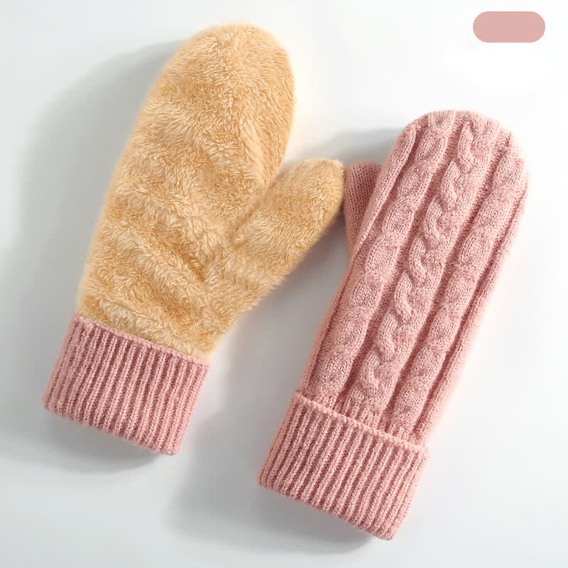 Guantes de punto para clima frío con forro polar y dedos completos - Rosa - Estilo n.° 3 - image 25