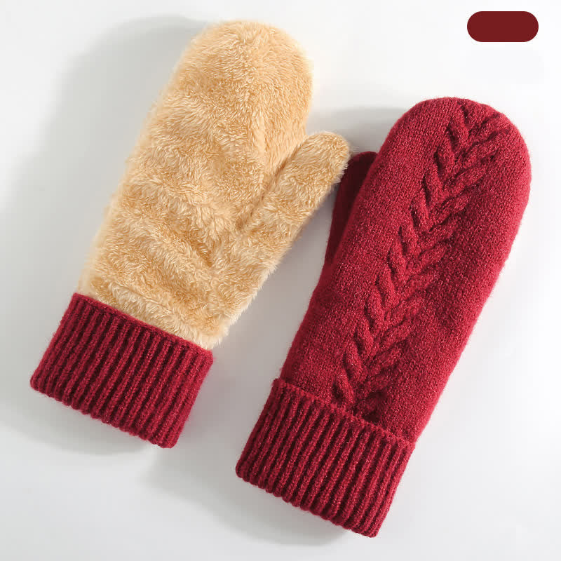 Guantes de punto para clima frío con forro polar y dedos completos - Rojo - Estilo n.° 2 - image 21
