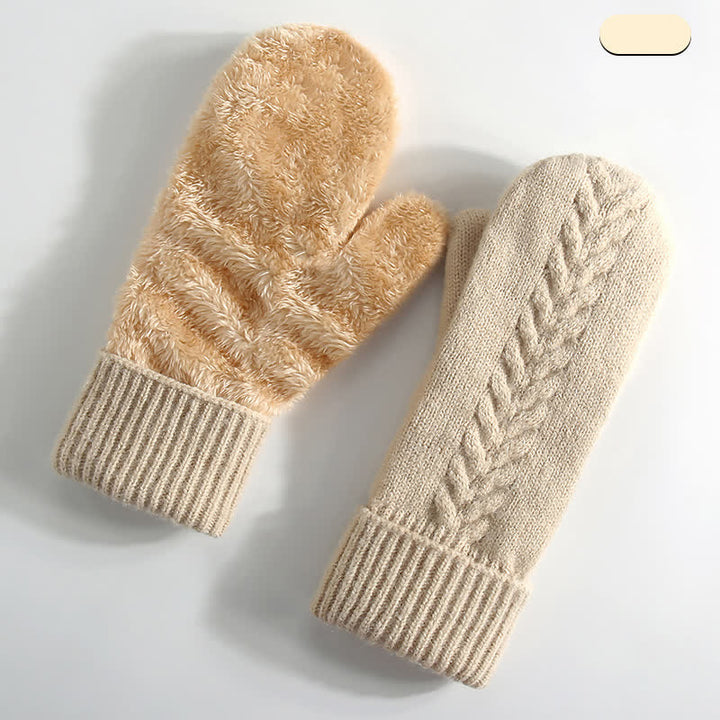Guantes de punto para clima frío con forro polar y dedos completos - Beige - Estilo n.° 2 - image 12