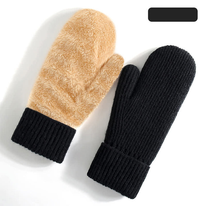 Guantes de punto para clima frío con forro polar y dedos completos - Negro - Estilo n.º 1 - image 17