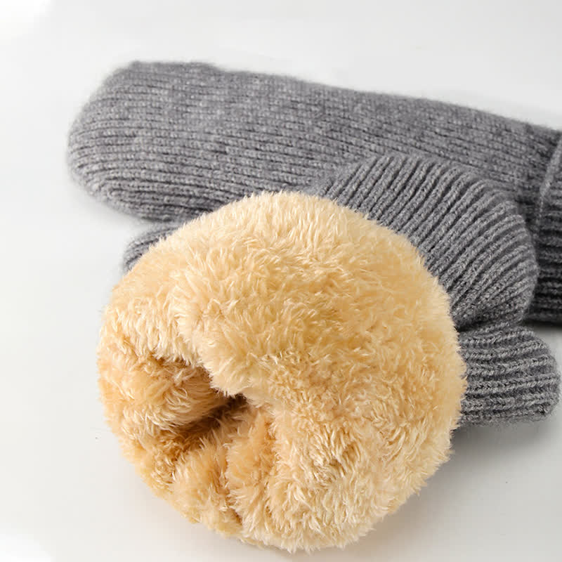 Guantes de punto para clima frío con forro polar y dedos completos - image 2