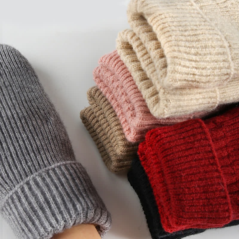 Guantes de punto para clima frío con forro polar y dedos completos - image 5