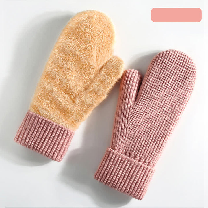 Guantes de punto para clima frío con forro polar y dedos completos - Rosa - Estilo n.º 1 - image 23