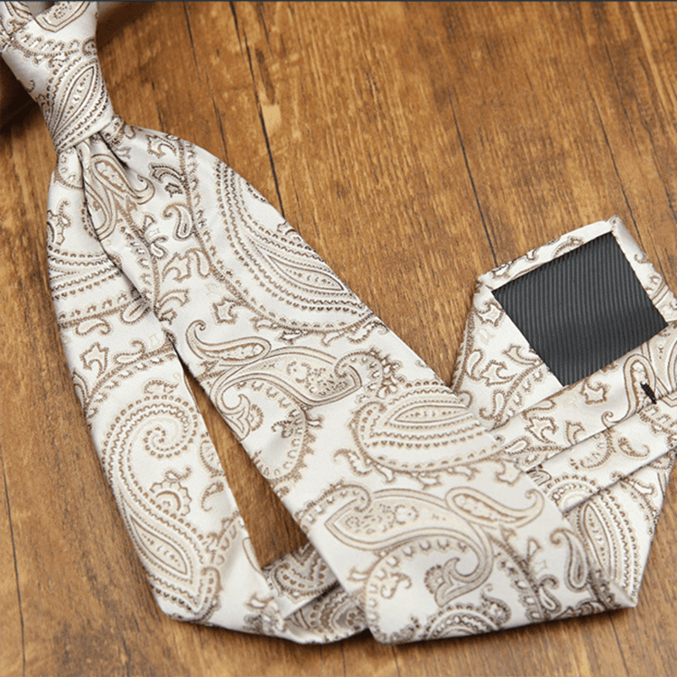 Corbata formal elegante retro para hombre con estampado de anacardos - Blanco - image 1