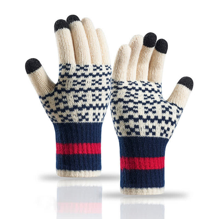 Guantes de punto de estilo étnico con elegante estampado geométrico - Blanco - image 7